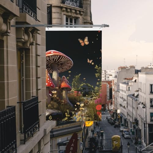 Flagge, 90 x 152 cm, doppelseitig, Märchen-Stil, Pilze, Urlaubsbanner für den Außenbereich, Veranda, Haus, Garten, Hof, Flaggen Flagge, 90 x 152 cm, doppelseitig, Märchen-Stil, Pilze, Urlaubsbanner für den Außenbereich, Veranda, Haus, Garten, Hof, Flaggen von Judjfedo