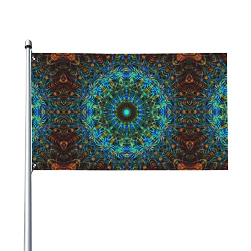 Flaggen mit abstraktem blau-goldenem Mandala-Druck, 90 x 152 cm, leuchtende Farben, Gartendekoration, Banner, Schilder, verblassende Metallösen, für drinnen und draußen Flaggen mit abstraktem blau-goldenem Mandala-Druck, 90 x 152 cm, leuchtende Farben, Gartendekoration, Banner, Schilder, verblassende Metallösen, für drinnen und draußen von Judjfedo