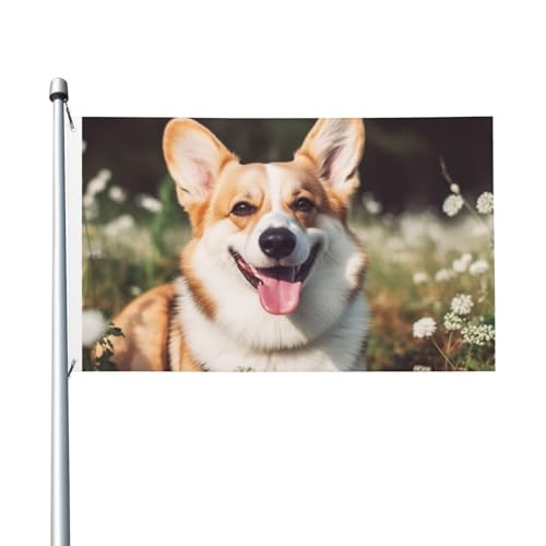 Happy Corgi Hundeflaggen für draußen, 90 x 150 cm, doppelseitige saisonale Gartenflagge, Banner mit Ösen, Outdoor-Flagge für Hausdekorationen, Fotohintergrund Happy Corgi Hundeflaggen für draußen, 90 x 150 cm, doppelseitige saisonale Gartenflagge, Banner mit Ösen, Outdoor-Flagge für Hausdekorationen, Fotohintergrund von Judjfedo