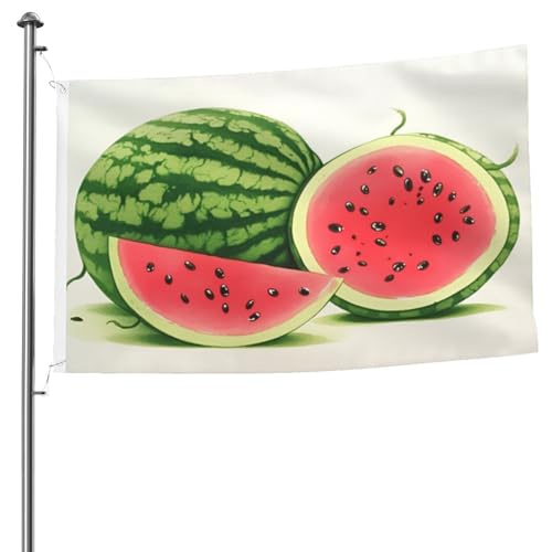 Sehr appetitliche Cartoon-Wassermelonen-Flagge, doppelseitig, strapazierfähig, für den Außenbereich und den Garten, 1,5 x 2,4 m Sehr appetitliche Cartoon-Wassermelonen-Flagge, doppelseitig, strapazierfähig, für den Außenbereich und den Garten, 1,5 x 2,4 m von Judjfedo