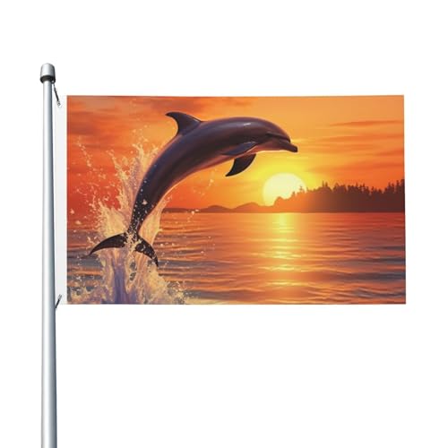 Sonnenuntergang Delfin-Flaggen für draußen, 90 x 150 cm, doppelseitige saisonale Gartenflagge, Banner mit Ösen, Outdoor-Flagge für Hausdekorationen, Fotohintergrund Sonnenuntergang Delfin-Flaggen für draußen, 90 x 150 cm, doppelseitige saisonale Gartenflagge, Banner mit Ösen, Outdoor-Flagge für Hausdekorationen, Fotohintergrund von Judjfedo