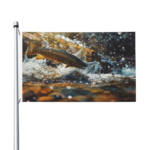 Springender Lachs, doppelseitige Flagge, 90 x 150 cm, strapazierfähig, für Innen- und Außendekoration Springender Lachs, doppelseitige Flagge, 90 x 150 cm, strapazierfähig, für Innen- und Außendekoration von Judjfedo