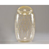 Mid Century Murano Glas Deckelgefäß Mit Goldeinschlüssen [8807] von JudyFrankelAntiques