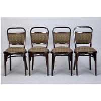 Thonet Otto Wagner Nussbaum Esszimmerstühle Abstrakte Polsterung - 4-Er Set [3074] von JudyFrankelAntiques