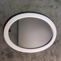 Vintage Großer Weißer Ovaler Spiegel Mit Plastikrahmen, Wandspiegel, Badezimmer/Entry/Schlafzimmer Spiegel, Dekoration, Geschenk von Judycollections