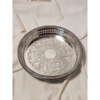 Vintage Versilbertes Kupfer/Metall Tablett/Gericht/Untersetzer, Sammlerstück, Dekorativ, Geschenkidee von Judycollections