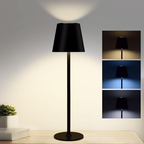 Jueholla LED Tischlampe, Dimmbare LED Akku Tischleuchte Kabellos, Mit 5200 mAh Akku, Akku Tischlampe Aufladbar mit USB, IP54 Wasserdichte für Indoor Outdoor Schlafzimmer Bar von Jueholla