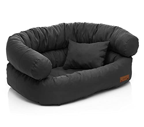 Juelle Hundebett - Großhundesofa, Abnehmbarer Bezug maschinenwaschbar, flauschiges Bett, Hundesessel Santi S-XXL (Größe: L - 100x80cm, Grafit) von Juelle