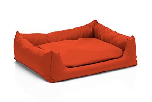 Juelle Hundebett - Hundekissen für große Hunde - Abnehmbarer Bezug, maschinenwaschbar, flauschiges Bett, Hundesofa Pola XXS-XL (Größe: XL - 120x90 cm, Orange) von Juelle