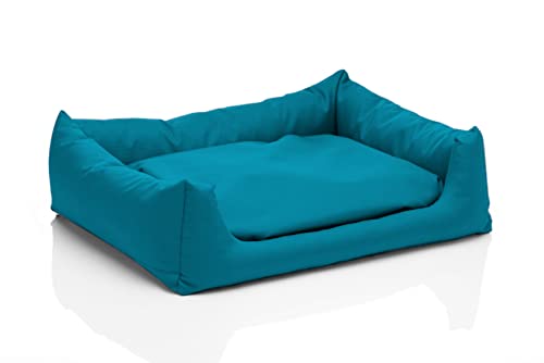 Juelle Hundebett - Hundekissen für große Hunde - Abnehmbarer Bezug, maschinenwaschbar, flauschiges Bett, Hundesofa Pola XXS-XL (Größe: XL - 120x90cm, Türkis) von Juelle