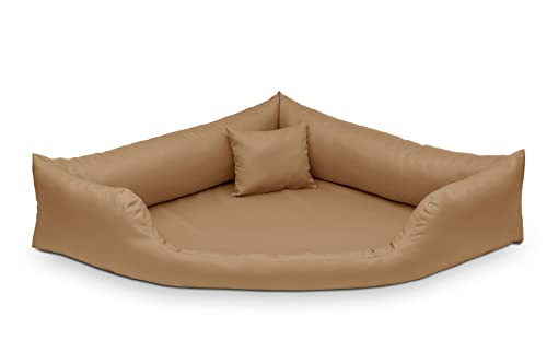 Juelle Hundebett aus Kunstleder, Eckbett für mittlere und große Hunde, flauschiges Hundekissen, Sofa Gabi M-XXL (L - 100x100x22 cm), BLAUT von Juelle