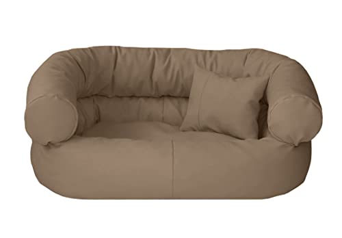 Juelle Hundebett aus Kunstleder Kissen für große Hunde Ausziehbarer Bezug, Kuscheliges Hundesofa, Hundebett Fergus S-XXL (140x100cm, Schmutzbeige) von Juelle