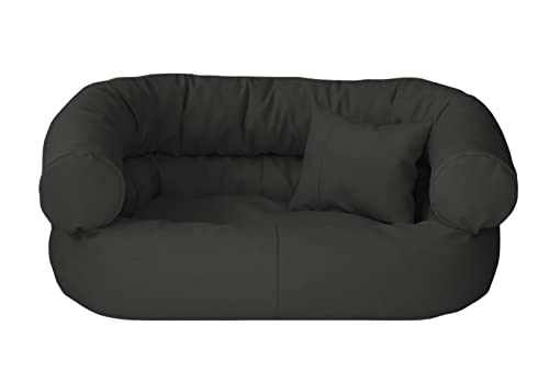 Juelle Hundebett aus Kunstleder, Kissen für Große Hunde abziehbar, flauschiges Hundesofa, Bett Hundestuhl Fergus S-XXL (100x80 cm, Grafit) von Juelle