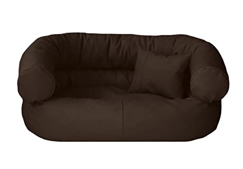 Juelle Hundebett aus Kunstleder, Kissen für mittelgroße Hunde Abziehbar, flauschiges Hundesofa, Bett Hundesessel Fergus S-XXL (80x65 cm, Dunkelbraun) von Juelle