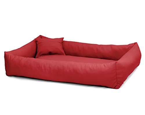 Juelle Hundebett aus Kunstleder Flauschiges Hundekissen Hundebett für Große Hunde Weiches und Elegante Hundesofa, Elmo S-XXL (100x80 cm, Rot) von Juelle