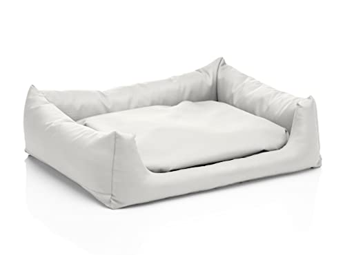 Juelle Hundebett aus Kunstleder Hundebett Kuschelbett Sofy Rex S-XXL (80x65cm, Weiß) von Juelle