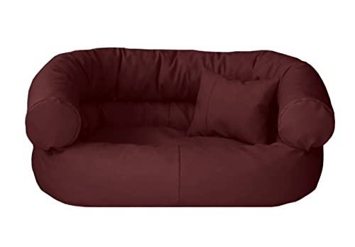 Juelle Hundebett aus Kunstleder Kissen für große Hunde Ausziehbarer Bezug, Kuscheliges Hundesofa, Hundebett Fergus S-XXL (100x80cm, Bordeaux) von Juelle