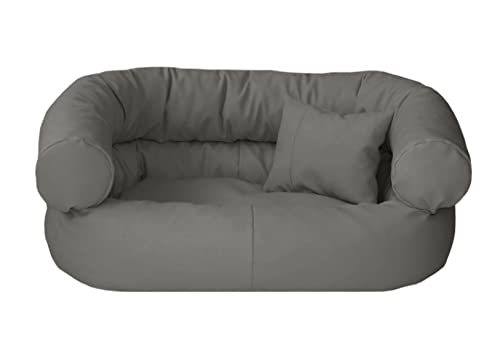 Juelle Hundebett aus Kunstleder Kissen für große Hunde Ausziehbarer Bezug, Kuscheliges Hundesofa, Hundebett Fergus S-XXL (140x100cm, Dark Asche) von Juelle