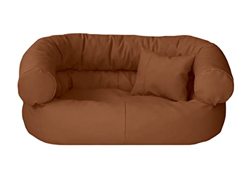 Juelle Hundebett aus Kunstleder Kissen für große Hunde Ausziehbarer Bezug, Kuscheliges Hundesofa, Hundebett Fergus S-XXL (140x100cm, Karamell) von Juelle