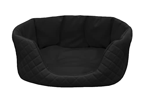 Juelle Hundebett aus Kunstleder gesteppt, Bett für große Hunde, flauschiges Hundekissen, Sofa Queen S-XL (100x80 cm, Schwarz) von Juelle