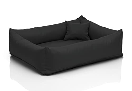 Juelle Hundebett für große Hunde - Hundekissen für kleine Hunde Abnehmbarer Bezug Waschmaschinenfest flauschiges Bett Hundesofa Saba S-XXL (Größe: L - 100x80 cm, Grafit) von Juelle