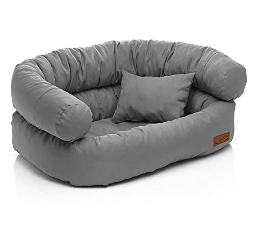 Juelle Hundebett - Großhundesofa, Abnehmbarer Bezug maschinenwaschbar, flauschiges Bett, Hundesessel Santi S-XXL (Größe: L - 100x80cm, Dark Asche) von Juelle