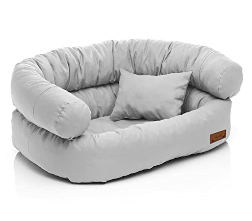 Juelle Hundebett - große Hunde Sofa Abnehmbarer Bezug maschinenwaschbar flauschiges Bett, Hundesessel Santi S-XXL (Größe: L - 100x80 cm, Helle Popiel) von Juelle