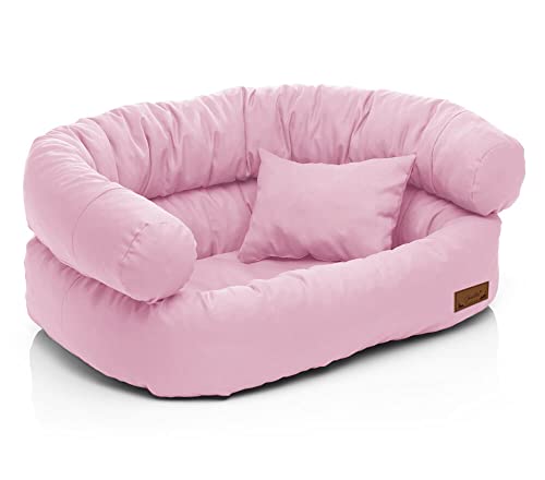 Juelle Hundebett - Großhundesofa, Abnehmbarer Bezug maschinenwaschbar, flauschiges Bett, Hundesessel Santi S-XXL (Größe: L - 100x80 cm, Hellpink) von Juelle