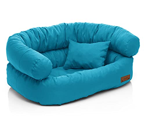 Juelle Hundebett - Großhundesofa, Abnehmbarer Bezug maschinenwaschbar, flauschiges Bett, Hundesessel Santi S-XXL (Größe: L - 100x80cm, Türkis) von Juelle