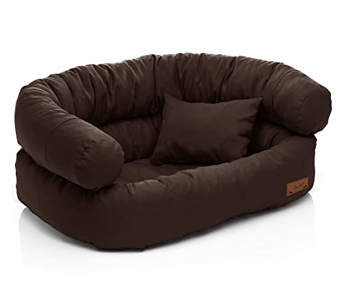 Juelle Hundebett - Großhundesofa, Abnehmbarer Bezug maschinenwaschbar, flauschiges Bett, Hundesessel Santi S-XXL (Größe: XL - 120x85 cm, Dunkelbraun) von Juelle