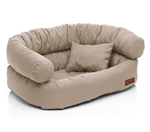 Juelle Hundebett - große Hunde Sofa Abnehmbarer Bezug Waschmaschine, flauschiges Bett, Hundesessel Santi S-XXL (Größe: L - 100x80cm, Beige) von Juelle