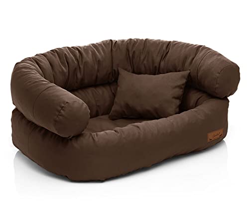 Juelle Hundebett - große Hunde Sofa Abnehmbarer Bezug maschinenwaschbar flauschiges Bett, Hundesessel Santi S-XXL (Größe: XL - 120x85 cm, Hellbraun) von Juelle