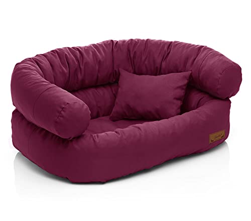 Juelle Hundebett - große Hunde Sofa Abnehmbarer Bezug maschinenwaschbar flauschiges Bett, Hundesessel Santi S-XXL (Größe: XL - 120x85cm, Bordeaux) von Juelle