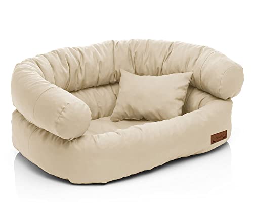 Juelle Hundebett - große Hunde Sofa Abnehmbarer Bezug maschinenwaschbar flauschiges Bett, Hundesessel Santi S-XXL (Größe: XL - 120x85cm, Ecru) von Juelle