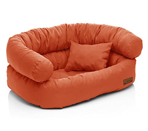 Juelle Hundebett - große Hunde Sofa Abnehmbarer Bezug maschinenwaschbar flauschiges Bett, Hundesessel Santi S-XXL (Größe: XL - 120x85cm, Orange) von Juelle