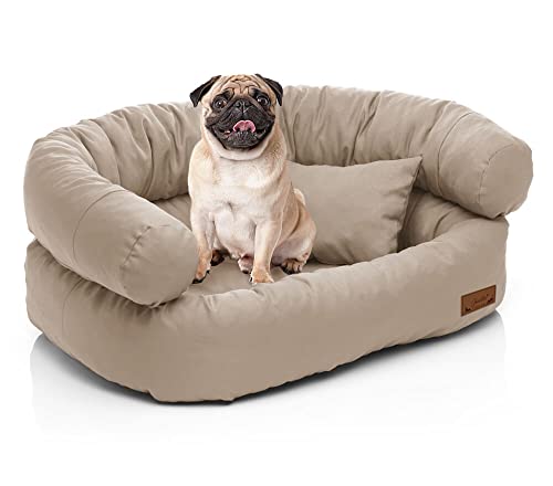 Juelle Kleinhundesofa - Kleinhund-Sofa, Abnehmbarer Bezug, maschinenwaschbar, flauschiges Bett, Hundesessel Santi S-XXL (Größe: S - 70x50 cm, Beige) von Juelle