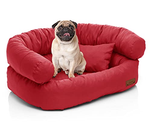 Juelle Mittel-Hundbett - Sofa für mittelgroße Hunde Abnehmbare Tasche, Waschmaschinenwaschbar flauschiges Bett, Hundestuhl Santi S-XXL (Größe: M - 80x60cm, Rot) von Juelle