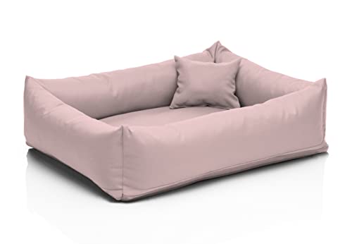 Juelle Mittelhund Hundebett - Hundekissen für kleine Hunde Abnehmbarer Bezug, maschinenwaschbar, flauschiges Bett, Hundesofa Saba S-XXL (Größe: M - 80x70 cm, Helles Puder Rosa) von Juelle