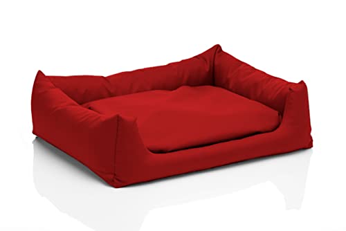 Juelle Mittelhundbett - Kissen für mittelgroße Hunde, Abnehmbarer Bezug, maschinenwaschbar, flauschiges Bett, Hundesofa Pola XXS-XL (Größe: M - 80x65 cm, Rot) von Juelle