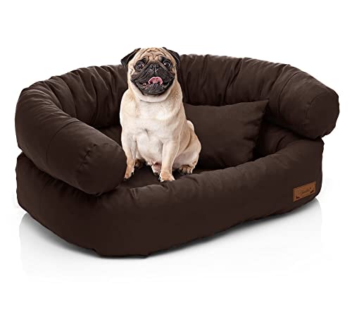 Juelle Mittelhundbett - Sofa für mittelgroße Hunde, Abnehmbarer Bezug, maschinenwaschbar, flauschiges Bett, Hundesessel Santi S-XXL (Größe: M - 80x60 cm, Dunkelbraun) von Juelle