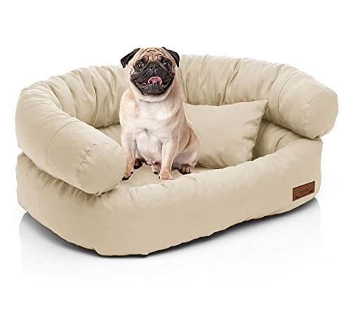 Juelle Mittelhundbett - Sofa für mittelgroße Hunde, Abnehmbarer Bezug, maschinenwaschbar, flauschiges Bett, Hundesessel Santi S-XXL (Größe: M - 80x60 cm, Ecru) von Juelle