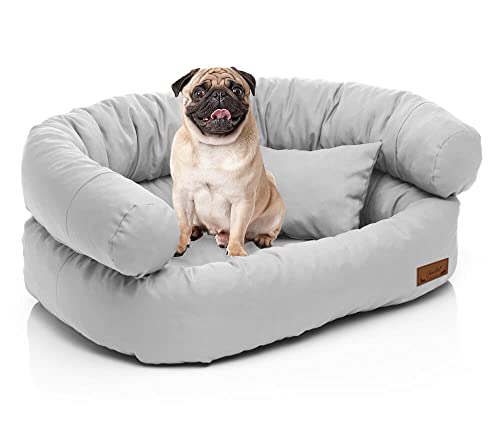 Juelle Mittelhundbett - Sofa für mittelgroße Hunde, Abnehmbarer Bezug, maschinenwaschbar, flauschiges Bett, Hundesessel Santi S-XXL (Größe: M - 80x60 cm, Helles Popiel) von Juelle