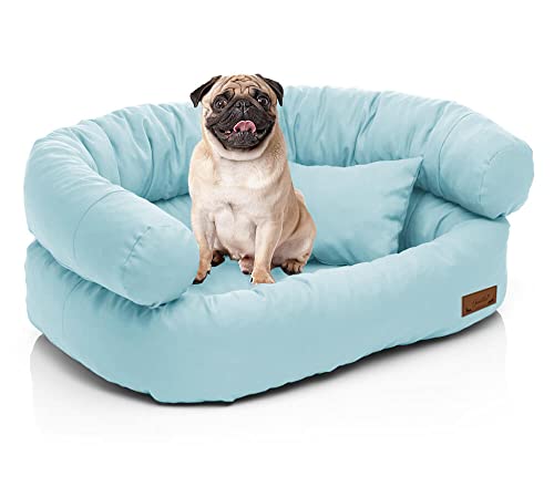 Juelle Mittelhundbett - Sofa für mittelgroße Hunde, Abnehmbarer Bezug, maschinenwaschbar, flauschiges Bett, Hundesessel Santi S-XXL (Größe: M - 80x60 cm, Himmelblau) von Juelle