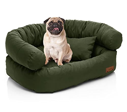 Juelle Mittelhundbett - Sofa für mittelgroße Hunde, Abnehmbarer Bezug, maschinenwaschbar, flauschiges Bett, Hundesessel Santi S-XXL (Größe: M - 80x60 cm, Khaki) von Juelle