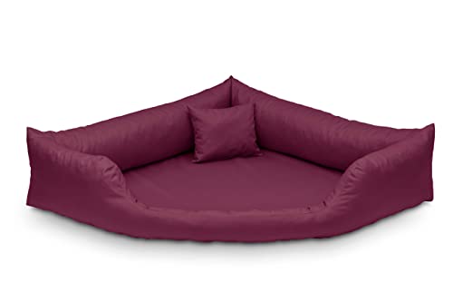 Juelle Orthopädisches Hundebett Eckbett mit Orthopädischer Hundematratze, Abnehmbarer Schutzhülle, Maschinenwäsche möglich, Dakota M-XXL (120x90cm, Bordeaux) von Juelle