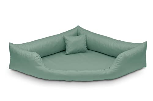 Juelle Orthopädische Hundebett Eckbett Hundebett mit Orthopädischer Matratze für Große Hunde Abnehmbarer Bezug, Waschbar, Dakota M-XXL (130x95 cm, Dunkle Mint) von Juelle