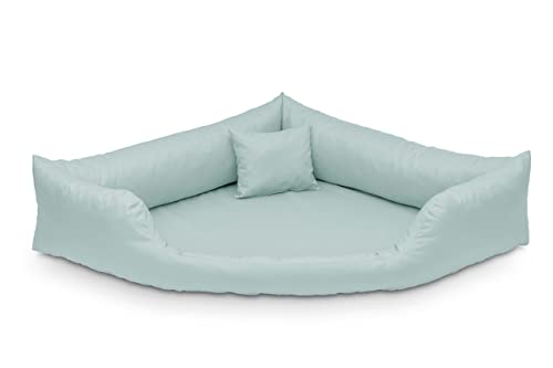 Juelle Orthopädisches Hundebett Eckbett Hundebett mit Orthopädischer Matratze für Großhunde, Abnehmbare Hülle, Maschinenwaschbar Dakota M-XXL (130x95cm, Hellmint) von Juelle