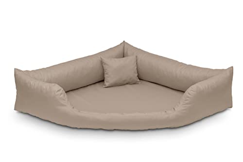 Juelle Orthopädisches Hundebett Eckbett Hundebett mit Orthopädischer Mittelhund-Matratze, Abnehmbarer Schutzhülle, Maschinenwäsche möglich, Dakota M-XXL (100x75cm, Beige) von Juelle