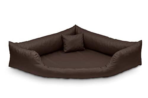 Juelle Orthopädisches Hundebett Eckbett Hundebett mit Orthopädischer Matratze für Großhunde, Abnehmbare Abdeckung, Maschinenwäsche möglich, Dakota M-XXL (130x95cm, Dunkelbraun) von Juelle