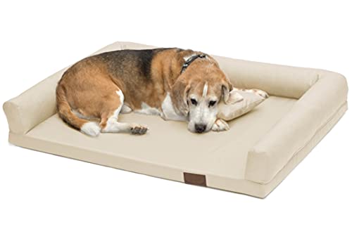 Juelle Orthopädisches Hundebett Große Hunde, Ergonomische Matratze mit Seiten für große Hunde, Abnehmbarer Bezug, Maschinenwaschbar, Lucky M-XXL (Größe: XL - 130x95 cm, Ecru) von Juelle